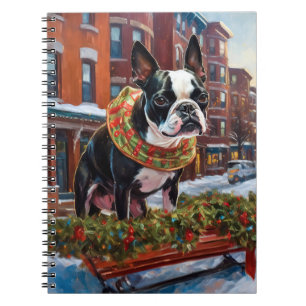 Cuaderno Temporada festiva de Navidad del Boston Terrier