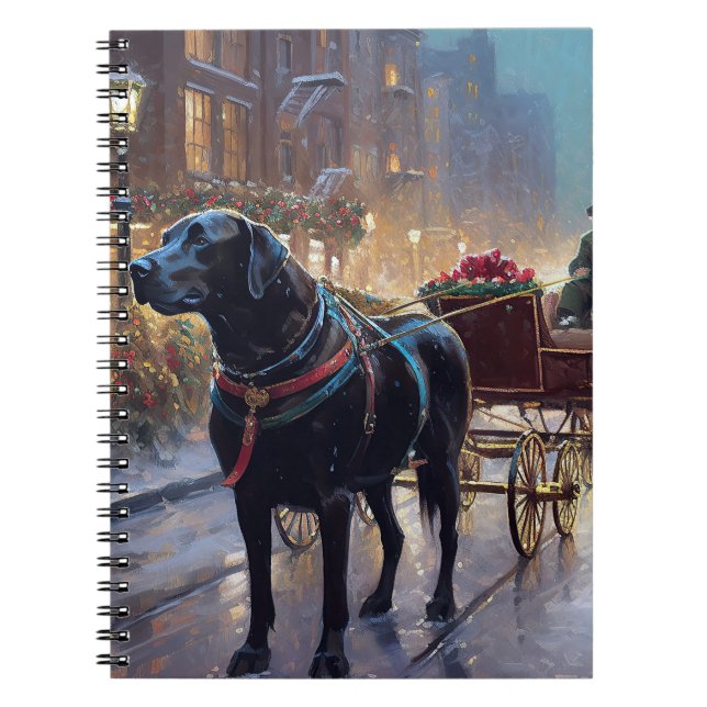 Cuaderno Temporada festiva de Navidades de Labrador Negro (Frente)