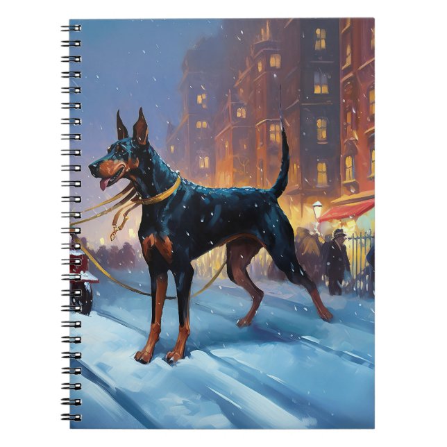 Cuaderno Temporada festiva de Navidades Doberman (Frente)
