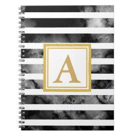 Cuaderno Tendencia del monograma del Purpurina de oro blanc