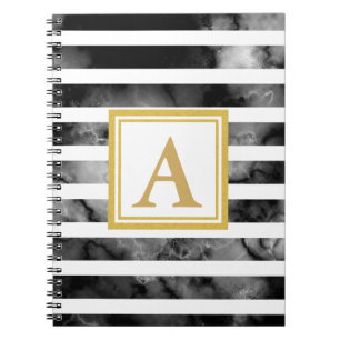 Cuaderno Tendencia del monograma moderno de Purpurina blanc