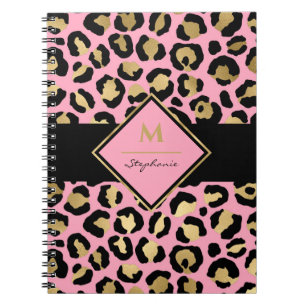Cuaderno Tendencias Negro Rosa y Leopardo Impreso en Oro M