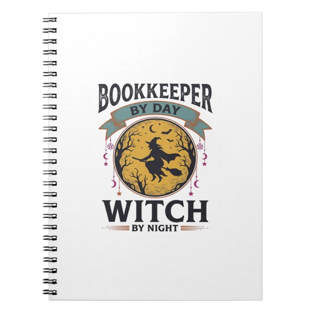 Cuaderno Tenedor de libros de día Bruja de noche Camiseta v (Frente)