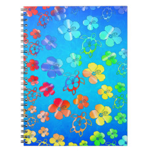 Cuaderno Teñido anudado Honu e hibisco