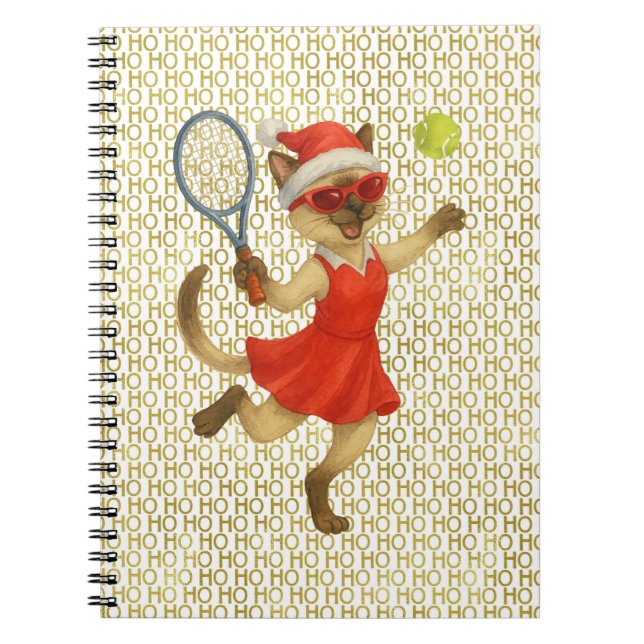 Cuaderno Tenis con tema de Navidad para amantes de los gato (Frente)