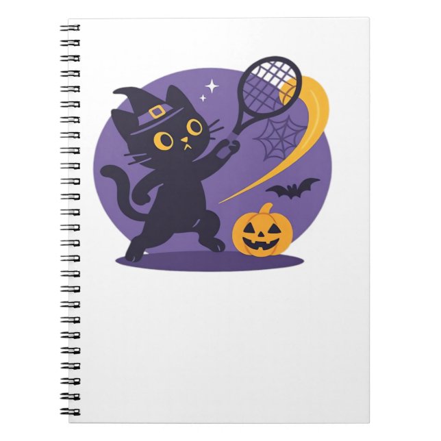 Cuaderno Tenis de gato negro sirve camiseta esencial (Frente)