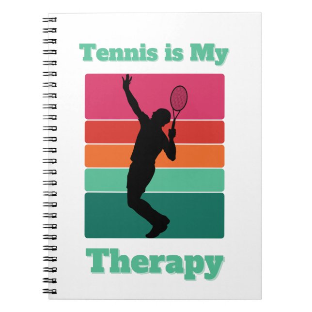 Cuaderno Tenis es mi Terapia Rectángulo Retro Sunset (Frente)