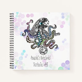 Cuaderno Tentáculos personalizados de pulpo de doodle en lí