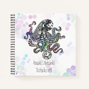Cuaderno Tentáculos personalizados de pulpo de doodle en lí