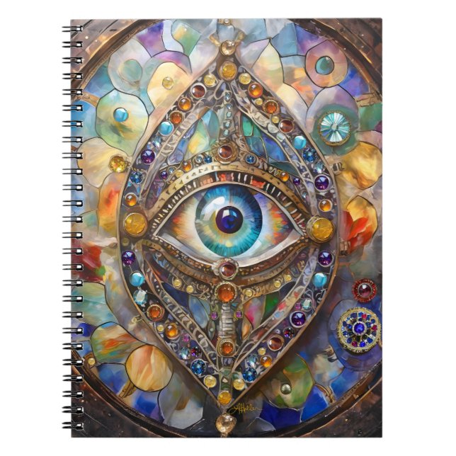 Cuaderno Tercer Ojo en Vidrio Pintado y Bronce (Frente)