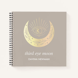 Cuaderno Tercer ojo luna creciente Boho Monograma Taupe