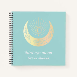 Cuaderno Tercer ojo luna creciente Boho Monograma verde azu