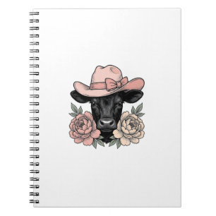 Cuaderno Ternera vaquera rosa con peonías vector vintage_1