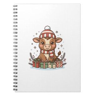 Cuaderno Ternero de Navidad lindo con regalos Vintage Vecto