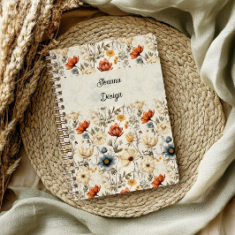 Cuaderno Terracota Naval Flor Silvestre Seca Vintage