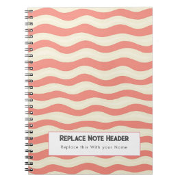 Cuaderno Terracota personalizada y patrón de ondas en crema