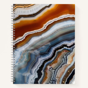 Cuaderno Terracota Roja Geoda de Ágata Blanca Negra Azul Or