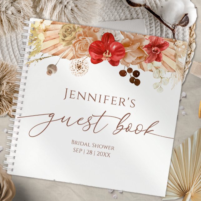 Cuaderno Terracotta Boho Floral Guest Book Bridal Shower (Subido por el creador)