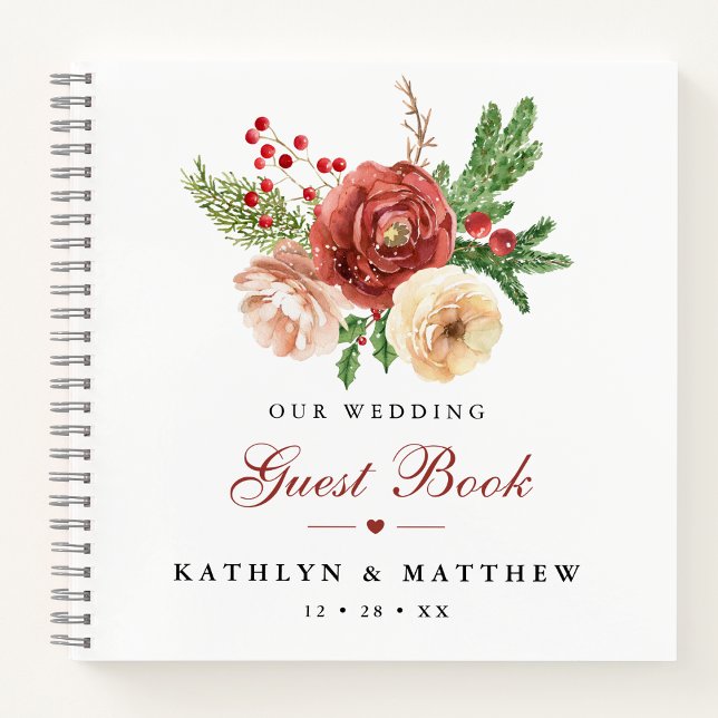 Cuaderno Terracotta Floral Pine Bough Boda Guestbook (Subido por el creador)