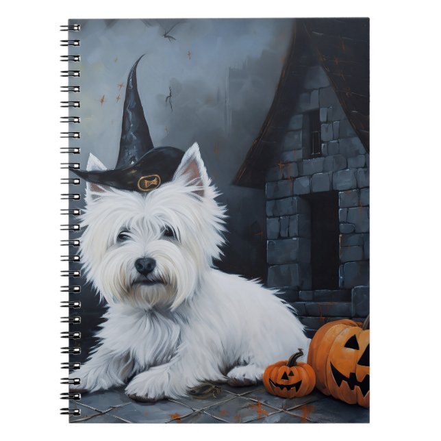 Cuaderno Terrier Blanco de las Tierras Altas del Oeste Pump (Frente)