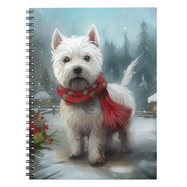 Cuaderno Terrier Blanco de West Highland en Navidad con nie (Frente)