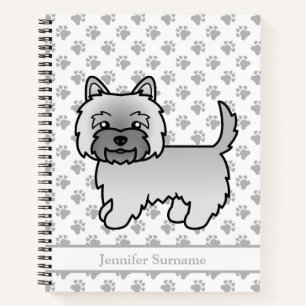 Cuaderno Terrier Cairn Gris Perro de Dibujos Animados Lindo