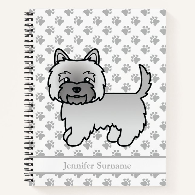 Cuaderno Terrier Cairn Gris Perro de Dibujos Animados Lindo (Anverso)