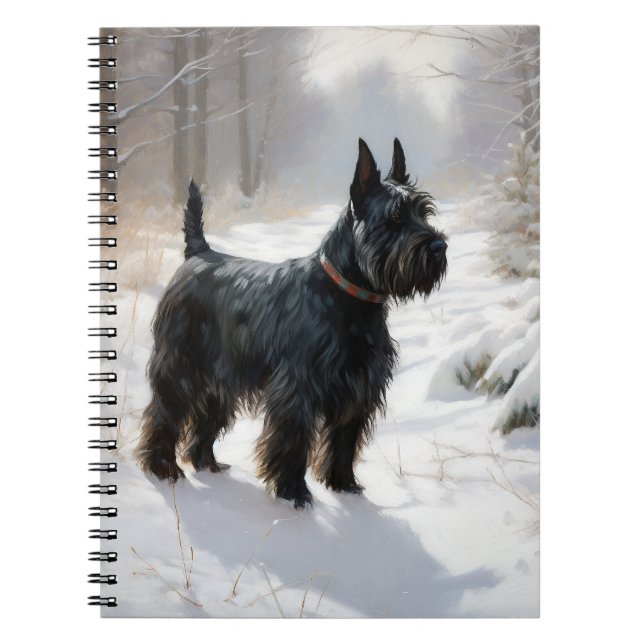Cuaderno Terrier Escocés Deja que nieve Navidad (Frente)