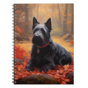 Cuaderno Terrier Escocés en Otoño Hojas Caídas Inspiran
