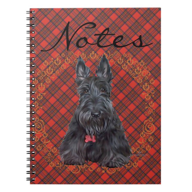 Cuaderno Terrier escocés sobre tartán (Frente)