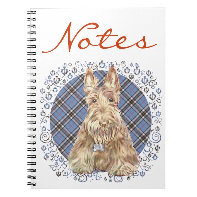 Cuaderno Terrier escocés sobre tartán (Frente)