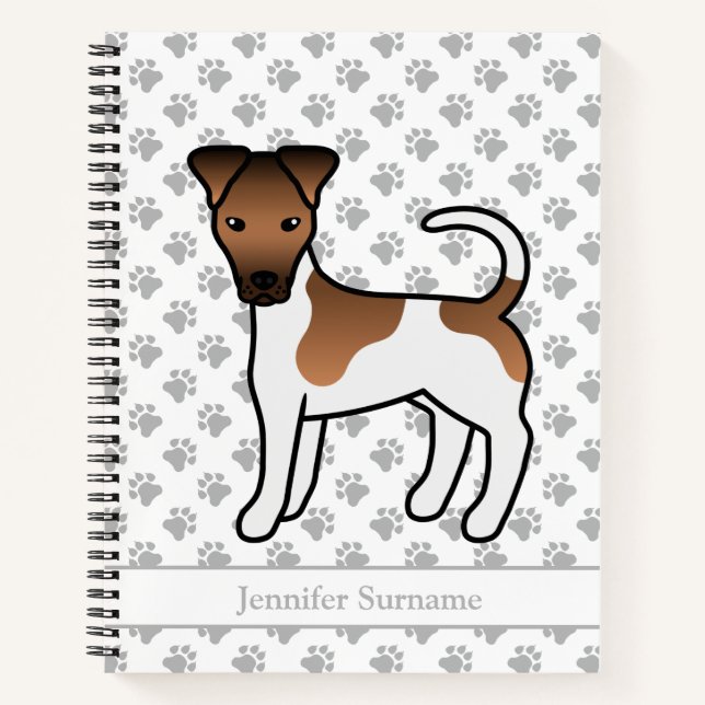 Cuaderno Terrier Fox Liso Blanco y Canela Perro Lindo & Nom (Anverso)