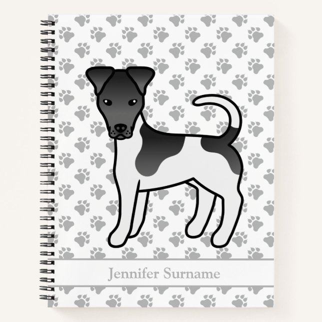 Cuaderno Terrier Fox Liso Negro Y Blanco Perro Lindo & Nomb (Anverso)