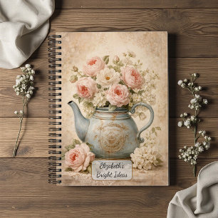 Cuaderno Tetera antigua con rosas