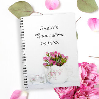 Cuaderno Tetera con rosas rosas rosas rosas rosas Quinceañe