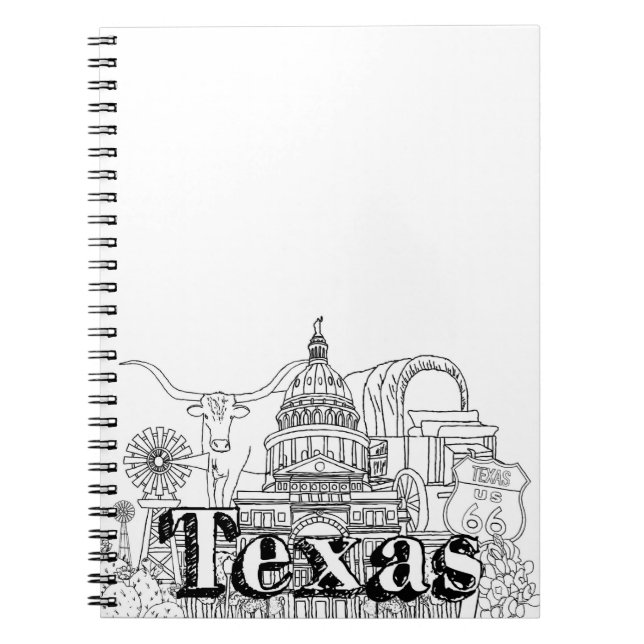 Cuaderno Texas Vacation Art Drawing Art Viajando (Frente)