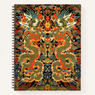Cuaderno Textil con estampado de dragón chino vintage Arte