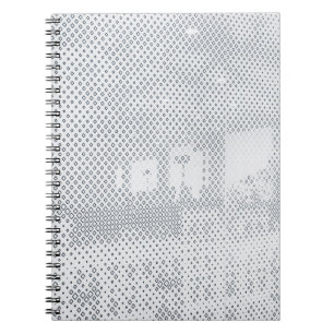 Cuaderno textil cuadriculado gris y blanco