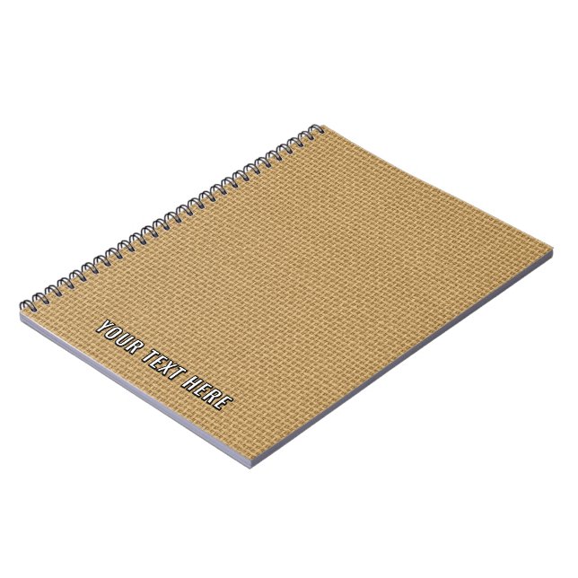 Cuaderno Textil de arpillera de yute natural con texto pers (Lado Izquierdo)