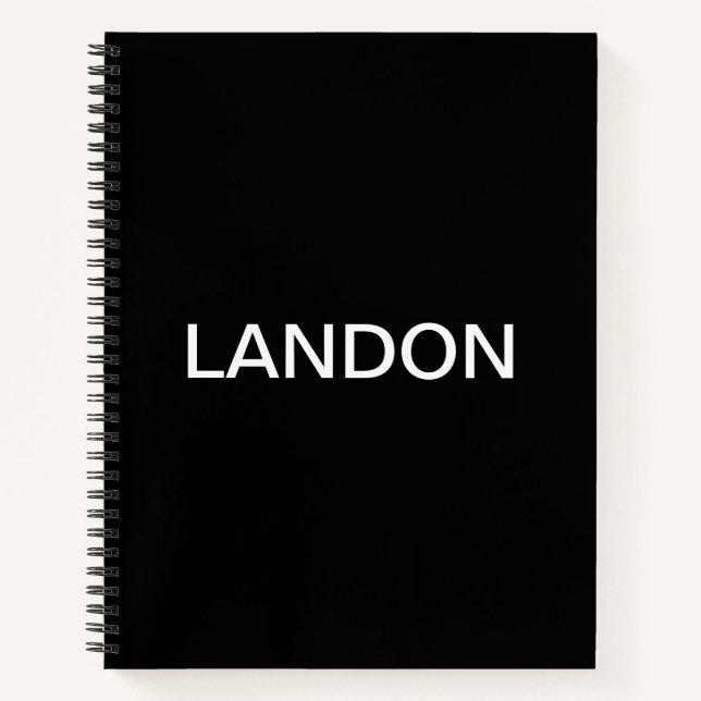 Cuaderno Texto blanco y negro moderno y atrevido (Anverso)