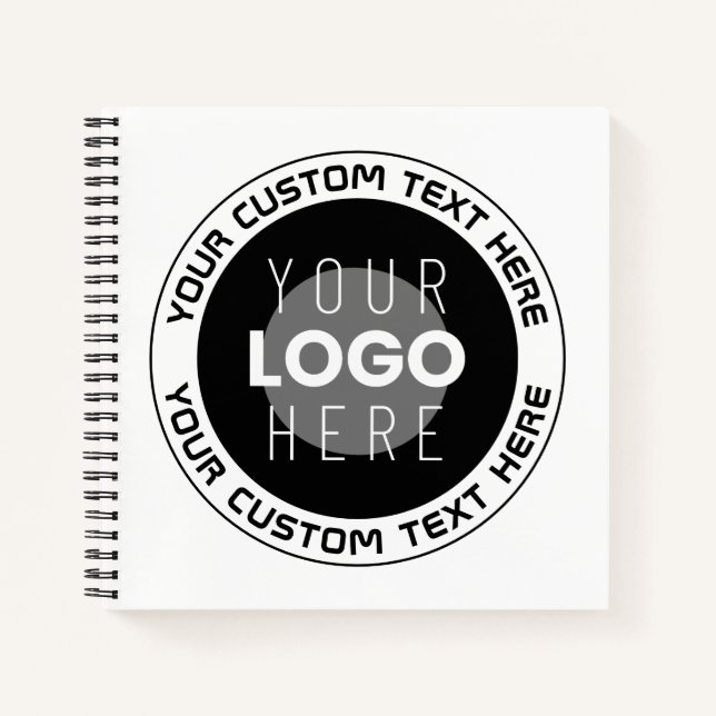 Cuaderno Texto circular editable y logotipo reemplazable |  (Anverso)