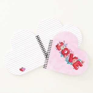 Cuaderno Texto de amor rojo en negrita letras de bloque col