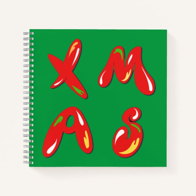 Cuaderno Texto de burbuja de navidad (Anverso)