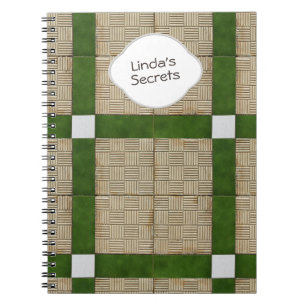 Cuaderno Texto de cerámica del gris del verde de las tejas