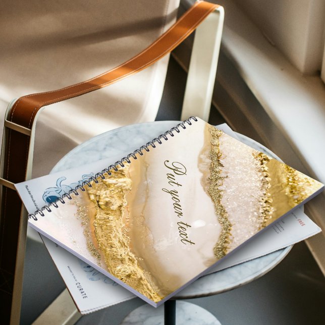 Cuaderno Texto de guión de lujo de mármol dorado (Luxury script text golden marble notebook)