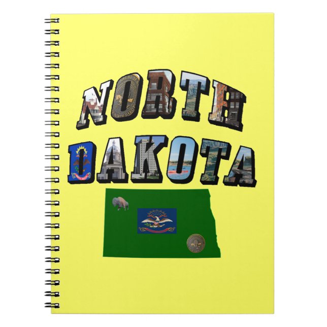 Cuaderno Texto de imagen de Dakota del Norte (Frente)