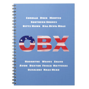 Cuaderno Texto de la bandera de OBX y ciudades