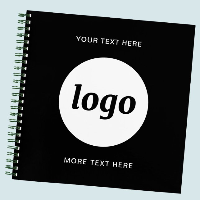 Cuaderno Texto de logotipo simple Negra promocional (Simple logo with custom text business branding promotional )