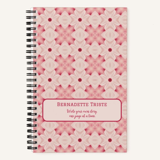 Cuaderno Texto de nombre Moda floral moderna rosa Bonito Gi (Anverso)