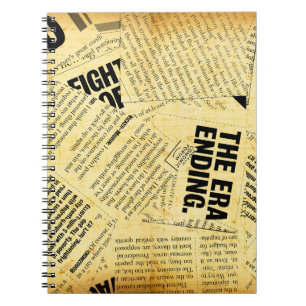 Cuaderno Texto de periódico con papel antiguo